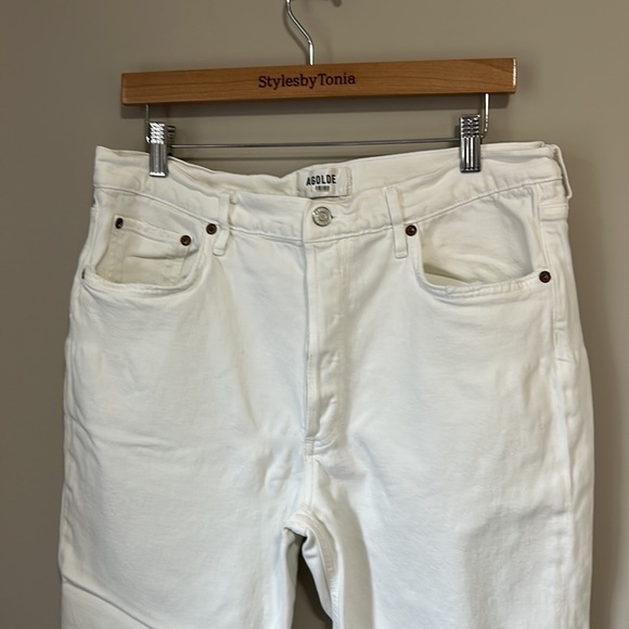 AGOLDE Riley Jean Crop White Button Fly High Rise Straight Jean Sz 32 - Picture 3 of 16